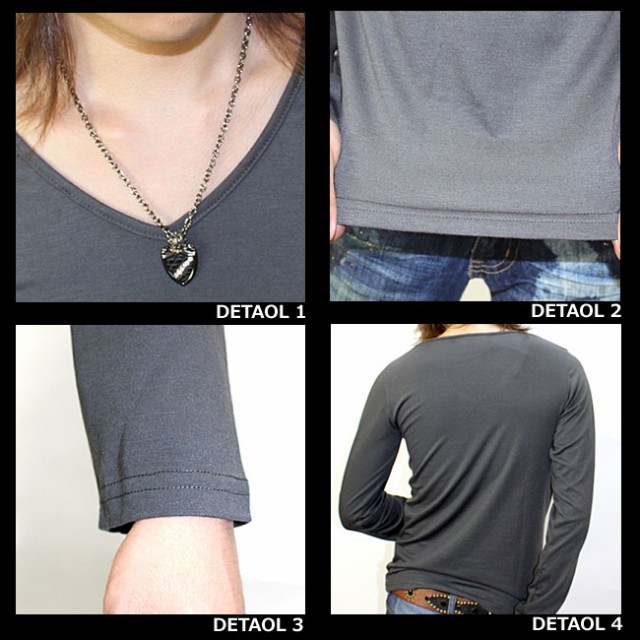 GLESS グレス Vネック 無地 ロンT Tシャツ TEE カットソー mens メンズ トップス おしゃれ 長袖 秋 冬 春 無地 メンズファッション S M L XL |  | 12