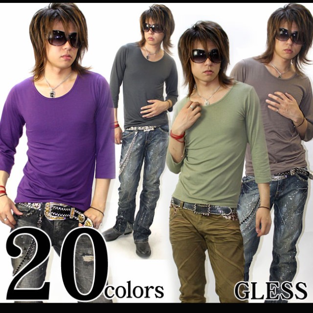七分袖Tシャツ Tシャツ メンズ GLESS グレス カットソー 7分袖 トップス メンズ おしゃれ 長袖 秋 冬 春 無地 メンズファッション S M L XL | 