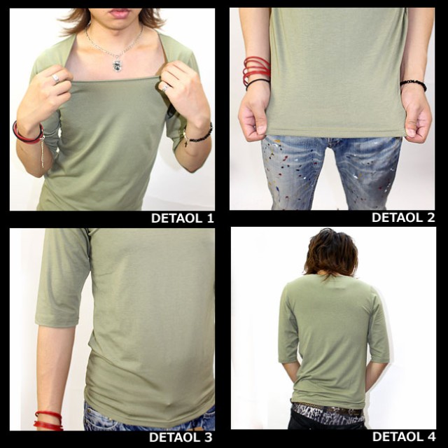 五分袖 5分袖 Tシャツ GLESS グレス 五分袖Uネック Tシャツ トップス メンズ おしゃれ 長袖 秋 冬 春 無地 メンズファッション S M L XL |  | 09