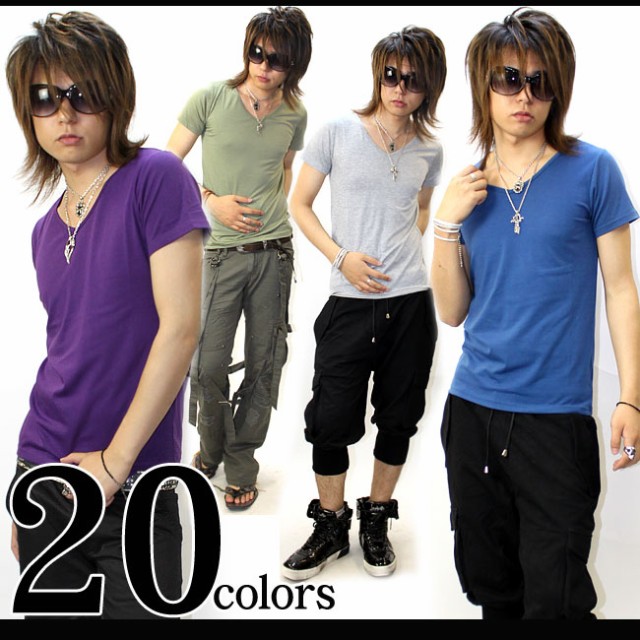 GLESS グレス 半袖Vネック無地 Tシャツ カットソー トップス メンズ おしゃれ 半袖 春 夏 秋 無地 メンズファッション M L | 