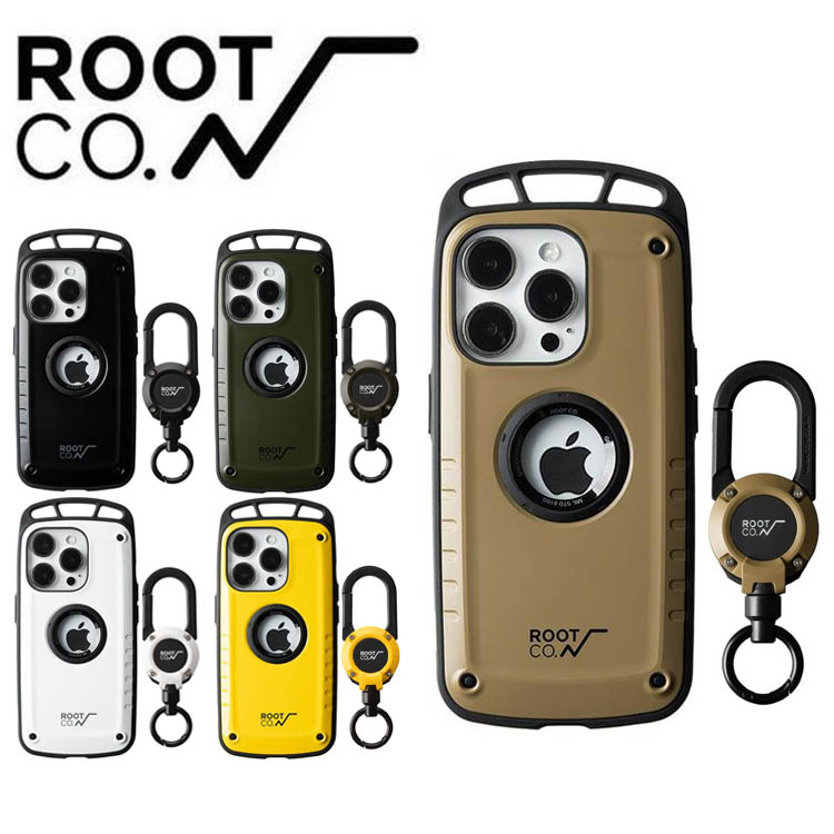 ROOT CO ルートコーiPhone14Pro専用ケース+マグネット内蔵型リールカラビナ セット スマホケース カラビナ アウトドア キャンプ