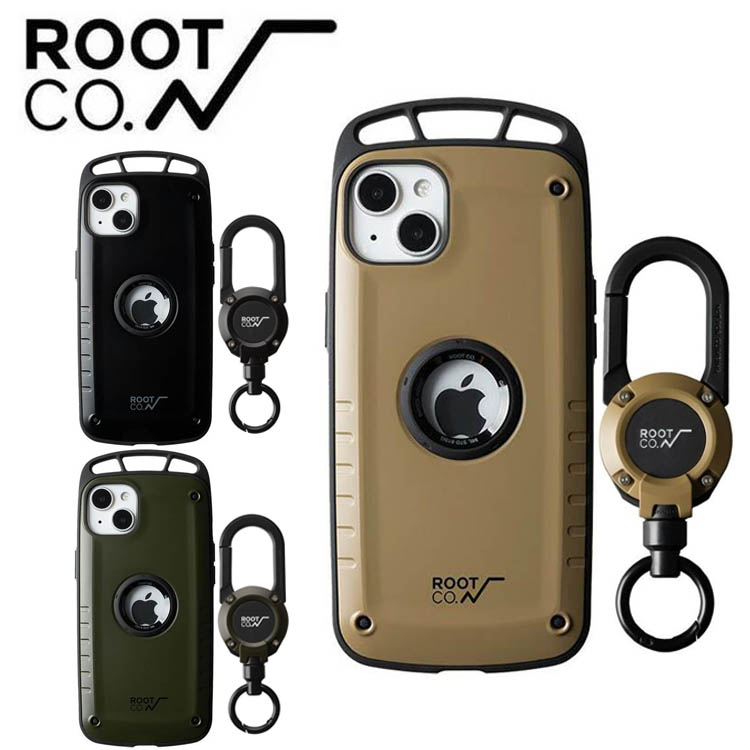 ROOT CO ルートコー iPhone14Plus専用ケース+マグネット内蔵型リールカラビナ セット スマホケース iPhoneケース 軽量  アウトドア 登山