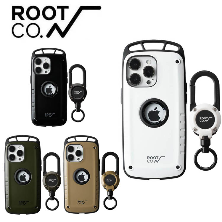 ROOT CO ルートコー iPhone14ProMax専用ケース+マグネット内蔵型リールカラビナ セット スマホケース 軽量 アウトドア キャンプ 登山｜upper-gate