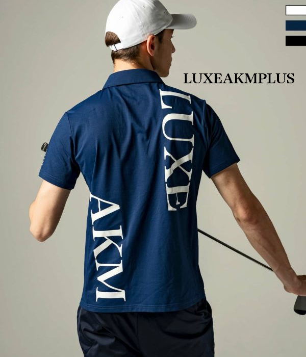 LUXEAKMPLUS リュクスエイケイエムプラス バックロゴ半袖ポロシャツ メンズ 男性 スポーツ カジュアル ゴルフ GOLF 運動 | LUXE AKM PLUS