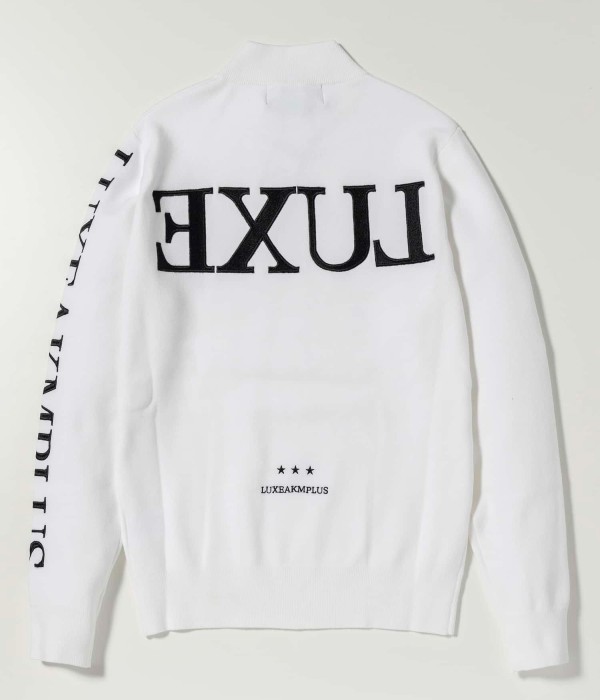 LUXEAKMPLUS リュクスエイケイエムプラス バックロゴモックネックニット 長袖 セーター メンズ 男性 ゴルフ GOLF スポーツウェア ブランド おしゃれ