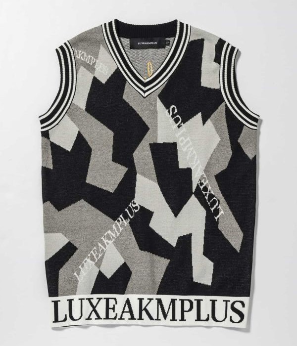 LUXEAKMPLUS 24SS 新品 GOLF 総柄 ロゴ ニット ベスト lak-23006-11.jpg