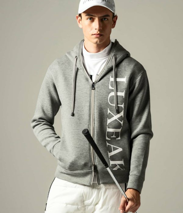 美品✨LUXE AKM PLUS 軽量 スエット ロゴ パーカー M ゴルフ LUXE AKM PLUS リュクスエイケイエムプラス ロゴスウェットジップ