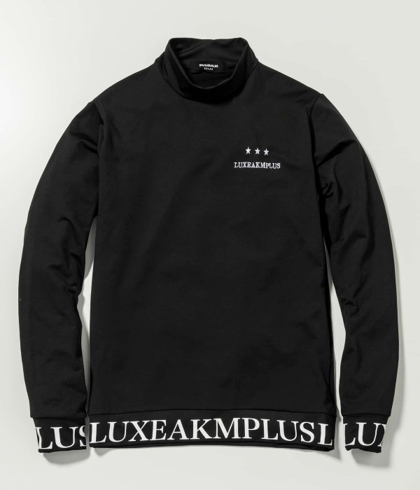 LUXE163AKMBB ナイロンプリオーバー　Tシャツ　ゴルフ　AKM LUXE AKM PLUS リュクスエイケイエムプラス 裾ロゴモックネックTシャツ