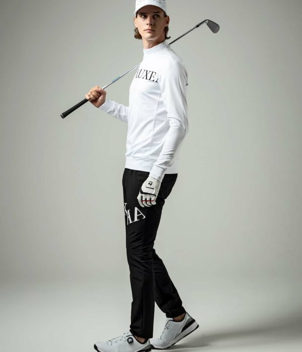 LUXEAKMPLUS リュクスエイケイエムプラス 光沢ロゴモックネックTシャツ 長袖 ゴルフ メンズ 男性 GOLF スポーツ おしゃれ｜upper-gate｜07