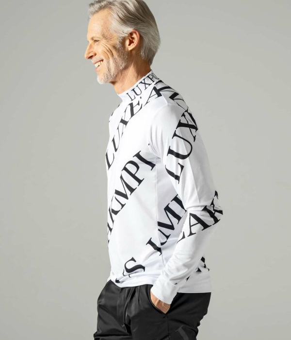 LUXE AKM PLUS リュクスエイケイエムプラス 総柄モックネックTシャツ