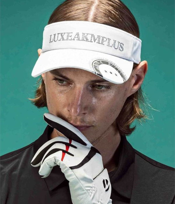 LUXEAKMPLUS ラインストーンロゴサンバイザー 帽子 ゴルフ ランニング ジョギング ユニセ...