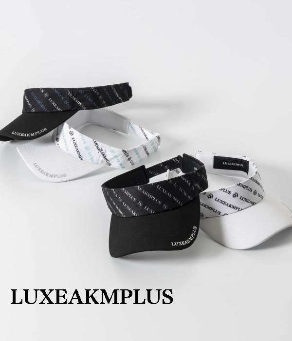 LUXEAKMPLUS リュクスエイケイエムプラス 総柄ロゴサンバイザー 帽子 ゴルフ ランニング ジョギング スポーツ トレーニング｜upper-gate