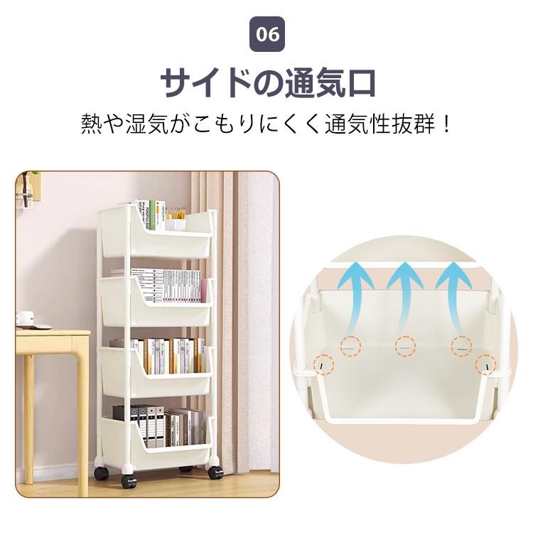キッチンワゴン  収納棚 収納ワゴン 収納ラック 本棚 おしゃれ キャスター付き 組立簡単 収納カート 小物 台所 洗面所 軽量 組替可能 4段 |  | 09