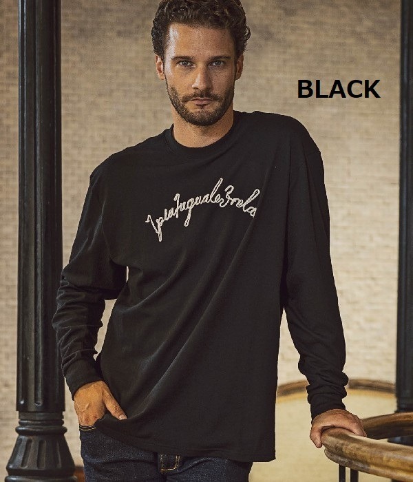 1PIU1UGUALE3 RELAX ウノピゥウノウグァーレトレ コード刺繍長袖Tシャツ メンズ ロンT トップス カジュアル 秋冬 ロゴ ルーズ ギフト プレゼント | 1PIU1UGUALE3 RELAX | 01