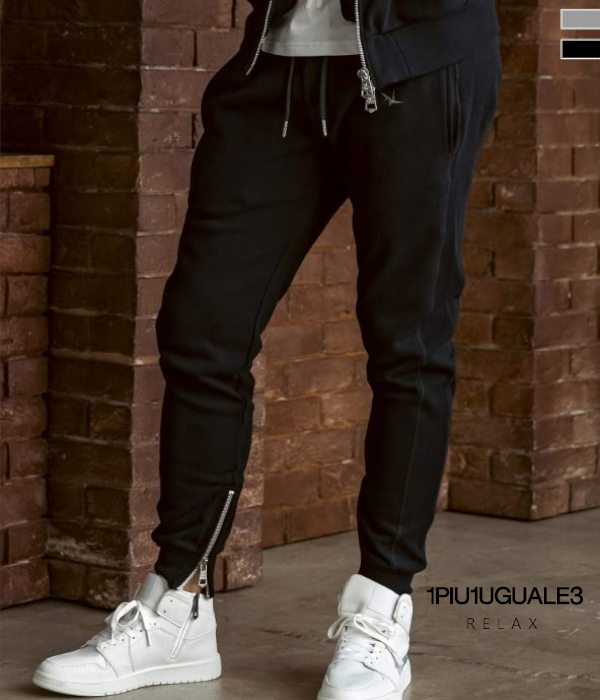 1PIU1UGUALE3 RELAX ウノピゥウノウグァーレトレ リラックス メタルジップジョガーパンツ メンズ ジャージ スウェット スリム カジュアル スポーツ | 1PIU1UGUALE3 RELAX