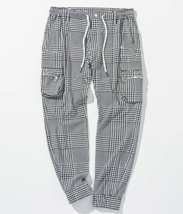 1PIU1UGUALE3 RELAX ウノピゥウノウグァーレトレ リラックス 接触冷感グレンチェックナイロンカーゴパンツ メンズ カジュアル ミリタリー ストリート | 1PIU1UGUALE3 RELAX | 01