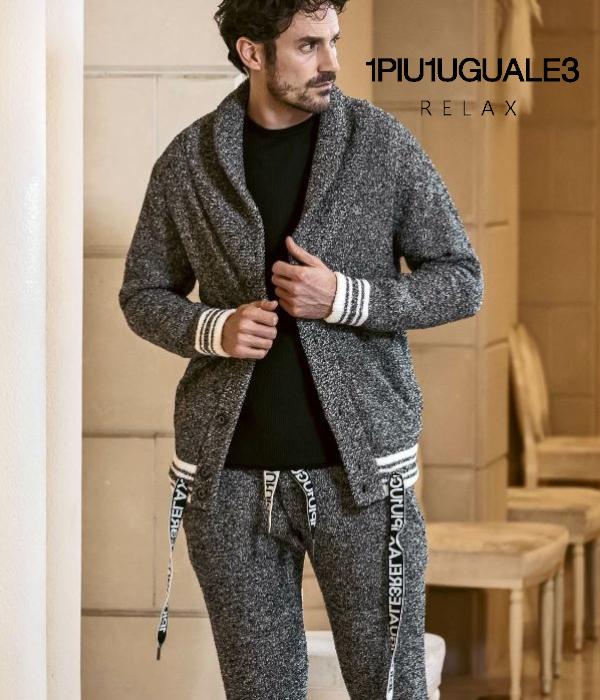 1PIU1UGUALE3 RELAX ウノピゥウノウグァーレトレ リラックス ショールカラーカーディガン メンズ もこもこ ニット 男性 ルームウェア 1PIU1UGUALE3 RELAX ウノピゥウノウグァーレトレ リラックス ショール