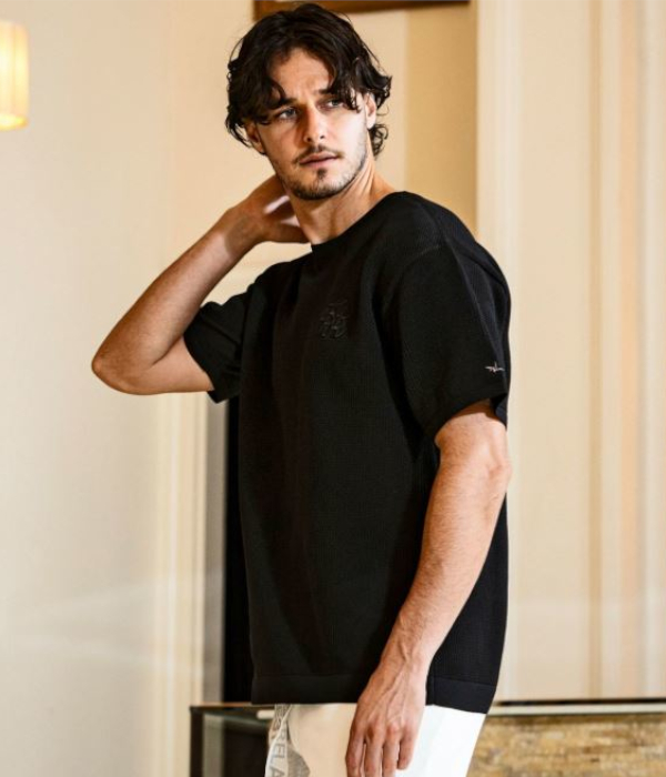 1PIU1UGUALE3 RELAX ウノピゥウノウグァーレトレ リラックス ロゴアイコンニットTシャツ メンズ 半袖 夏 カジュアル ルームウェア 部屋着 1PIU1UGUALE3 RELAX ウノピゥウノウグァーレトレ リラックス ロゴ