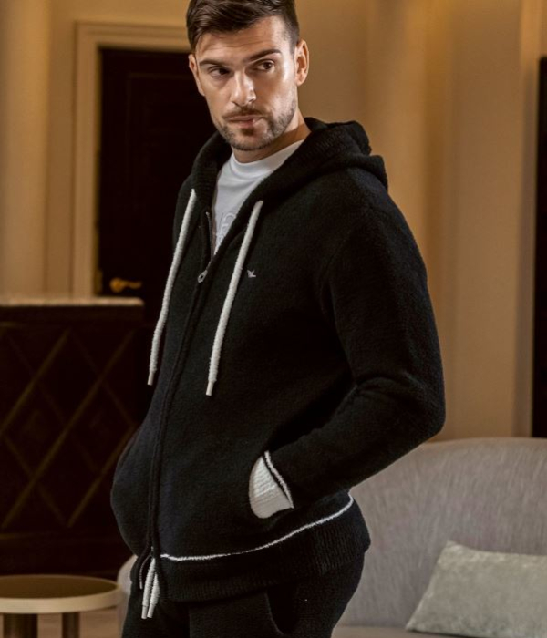 1PIU1UGUALE3 RELAX ウノピゥウノウグァーレトレ リラックス バイカラーニットパーカー メンズ フーディ カジュアル もこもこ ルームウェア 1PIU1UGUALE3 RELAX ウノピゥウノウグァーレトレ リラックス バイ