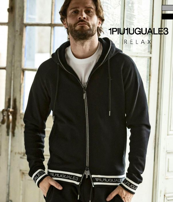 1PIU1UGUALE3 RELAX ウノピゥウノウグァーレトレ リラックス ラインストーンパーカー メンズ フーディ ジャージ スウェット カジュアル スポーツ ルームウェア 1PIU1UGUALE3 RELAX ウノピゥウノウグァーレトレ リラックス ライン