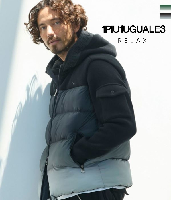 1PIU1UGUALE3 RELAX ウノピゥウノウグァーレトレ リラックス グラデーションニットコンビジャケット メンズ 男性 アウター 暖かい 中綿 秋冬 防寒 おしゃれ 1PIU1UGUALE3 RELAX ウノピゥウノウグァーレトレ リラックス