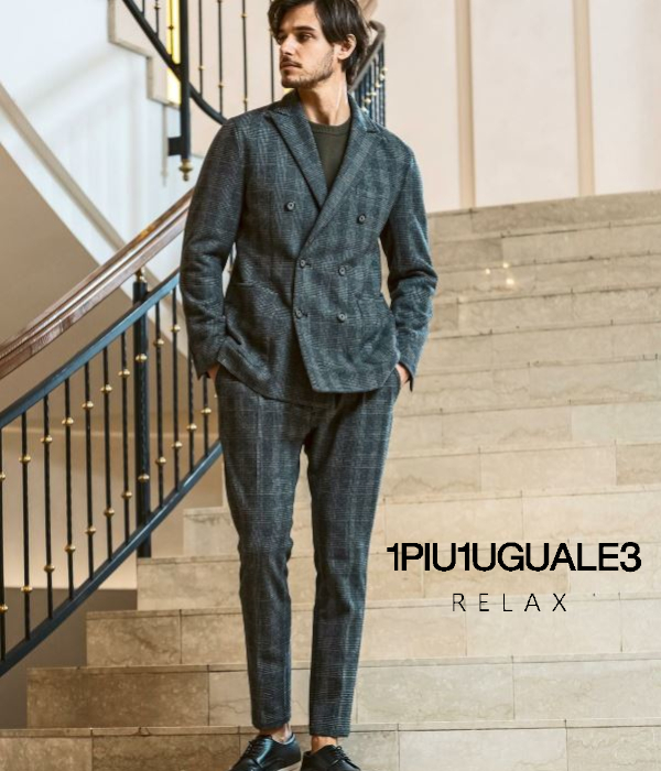 1PIU1UGUALE3 RELAX ウノピゥウノウグァーレトレ リラックス セットアップ メンズ ダブル スーツ 上下セット 大人 きれいめ グレンチェック 1PIU1UGUALE3 RELAX ウノピゥウノウグァーレトレ リラックス