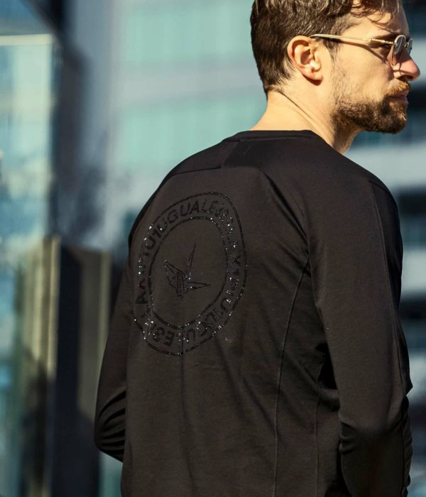 【1PIU1UGUALE3 RELAX】ラインストーンサークルロゴロングTシャツ 1PIU1UGUALE3 RELAX ウノピゥウノウグァーレトレ リラックス