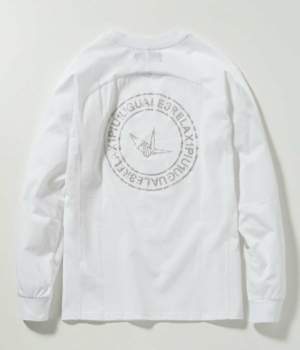 1PIU1UGUALE3 RELAX ラインストーンロゴTシャツ 長袖 ロンT 1PIU1UGUALE3 RELAX ウノピゥウノウグァーレトレ ラインストーン