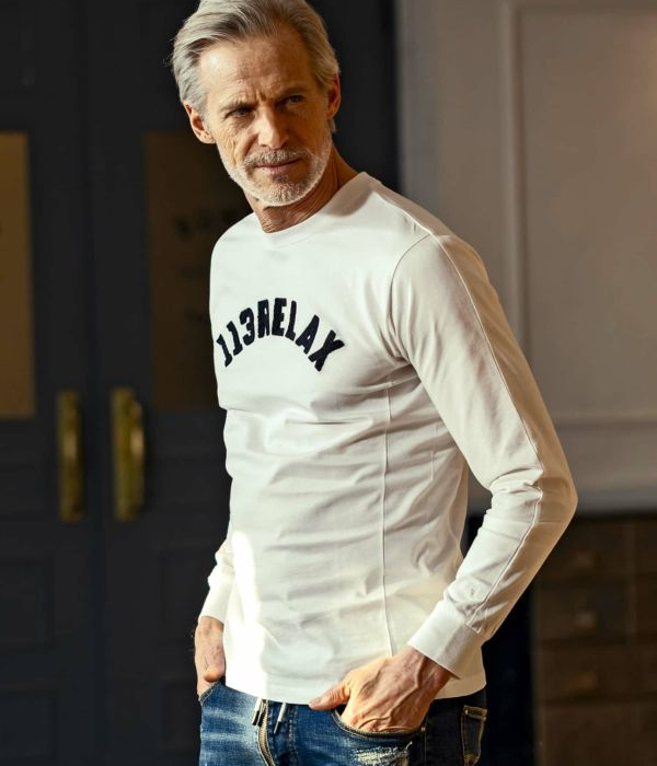 1PIU1UGUALE3 RELAX ウノピゥウノウグァーレトレ リラックス サガラ刺繍アーチロゴロングTシャツ 長袖 ロンT カットソー カジュアル スポーツ | 1PIU1UGUALE3 RELAX | 03