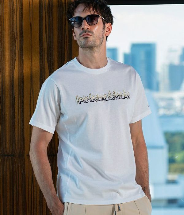 1PIU1UGUALE3 RELAX ウノピゥウノウグァーレトレ リラックス ダブルロゴTシャツ メンズ 半袖 カットソー カジュアル スポーツ ブランド | 1PIU1UGUALE3 RELAX | 01