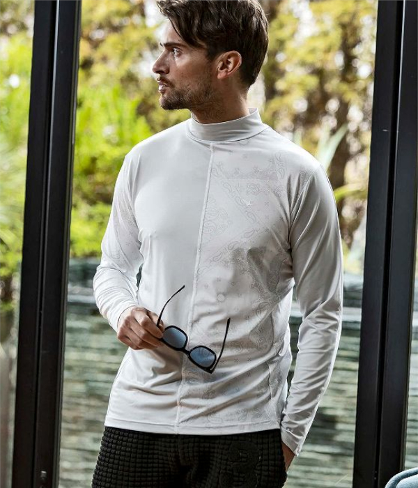 1PIU1UGUALE3 RELAX ウノピゥウノウグァーレトレ リラックス ペイズリーラッシュガード メンズ モックネック レジャー プール 海 マリンスポーツ サーフィン | 1PIU1UGUALE3 RELAX | 10