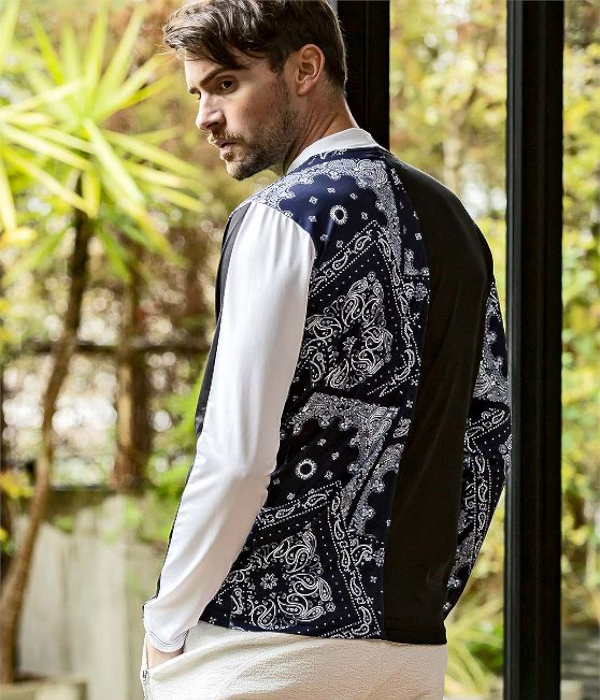 1PIU1UGUALE3 RELAX ウノピゥウノウグァーレトレ リラックス ペイズリーラッシュガード メンズ モックネック レジャー プール 海 マリンスポーツ サーフィン | 1PIU1UGUALE3 RELAX | 04