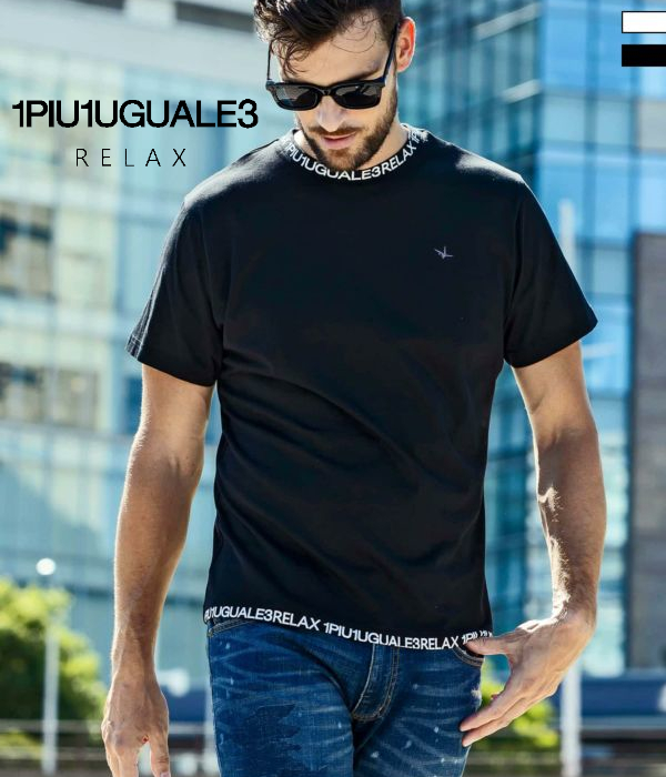 1PIU1UGUALE3 RELAX ウノピゥウノウグァーレトレ リラックス ネックロゴTシャツ メンズ 半袖 男性 カジュアル スポーツ トレーニング ジム 春夏 | 1PIU1UGUALE3 RELAX
