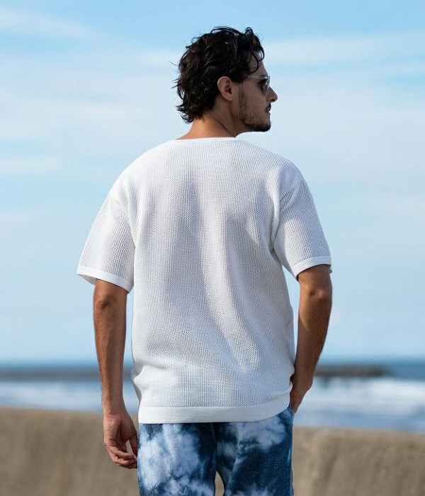 1PIU1UGUALE3 RELAX ウノピゥウノウグァーレトレ リラックス メッシュニットTシャツ 半袖 メンズ カットソー カジュアル リゾート 夏 男性 | 1PIU1UGUALE3 RELAX | 05