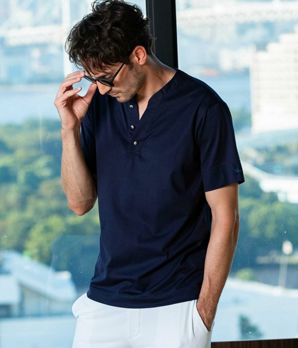 1PIU1UGUALE3 RELAX ウノピゥウノウグァーレトレ リラックス ヘンリーネックTシャツ メンズ 半袖 男性 カットソー ラグジュアリー カジュアル 春夏 インナー | 1PIU1UGUALE3 RELAX | 02