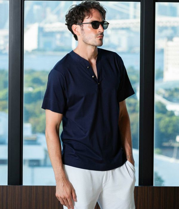 1PIU1UGUALE3 RELAX ウノピゥウノウグァーレトレ リラックス ヘンリーネックTシャツ メンズ 半袖 男性 カットソー ラグジュアリー カジュアル 春夏 インナー | 1PIU1UGUALE3 RELAX | 13