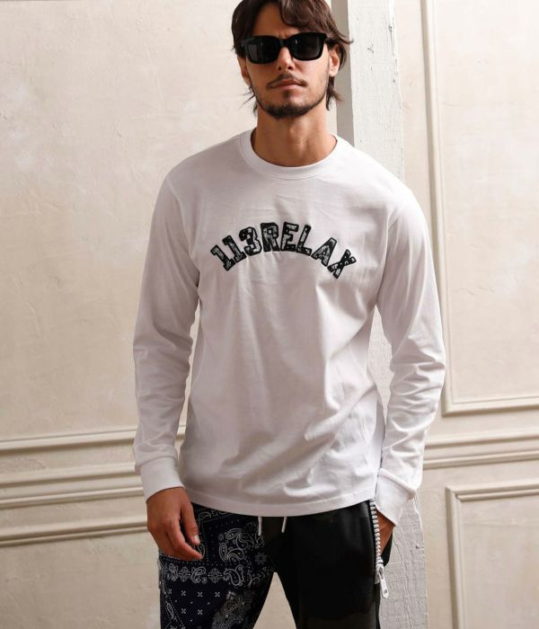 1PIU1UGUALE3 RELAX ウノピゥウノウグァーレトレ リラックス ペイズリーロゴロングTシャツ 長袖 ロンT メンズ カットソー カジュアル スポーツ ブランド | 1PIU1UGUALE3 RELAX | 03