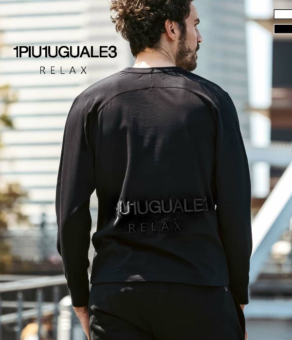 1PIU1UGUALE3 RELAX ウノピゥウノウグァーレトレ リラックス バック刺繍ロゴTシャツメンズ ロンT 長袖 カットソー カジュアル スポーツ | 1PIU1UGUALE3 RELAX