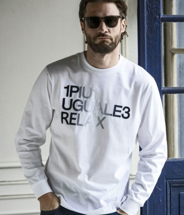 1PIU1UGUALE3 RELAX ウノピゥウノウグァーレトレ リラックス グラデーションロゴTシャツ 長袖 カットソー メンズ ロンT カジュアル 男性 | 1PIU1UGUALE3 RELAX | 01
