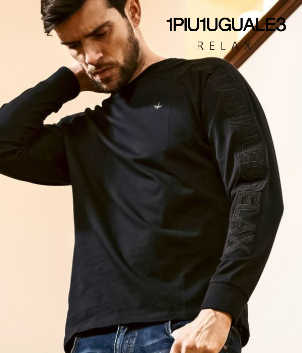1PIU1UGUALE3 RELAX ウノピゥウノウグァーレトレ リラックス 袖ロゴアップリケTシャツ 長袖 カットソー メンズ ロンT カジュアル 男性 | 1PIU1UGUALE3 RELAX