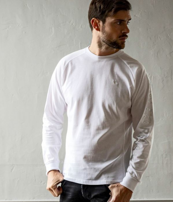 1PIU1UGUALE3 RELAX ウノピゥウノウグァーレトレ リラックス ラインストーンロゴTシャツ 長袖 カットソー メンズ ロンT カジュアル 男性 | 1PIU1UGUALE3 RELAX | 01