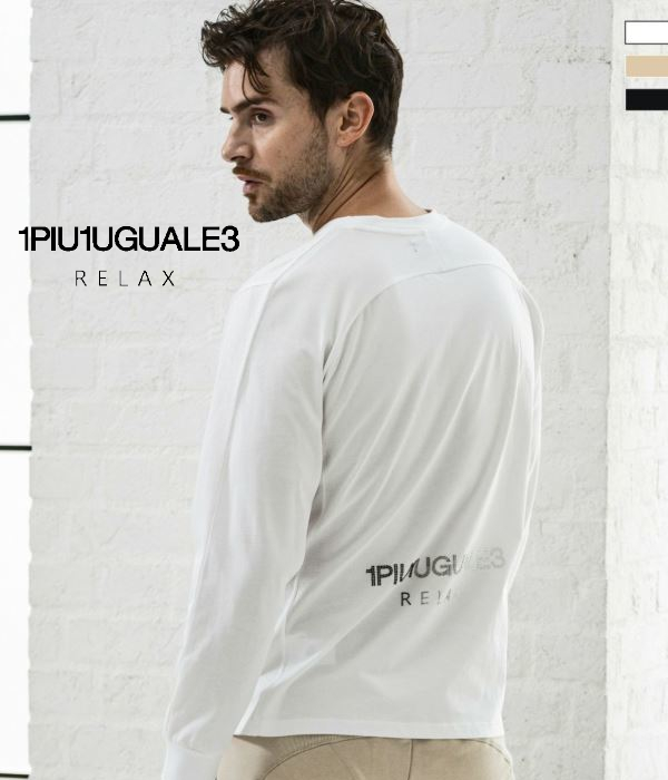 1PIU1UGUALE3 RELAX ウノピゥウノウグァーレトレ リラックス ラインストーンロゴTシャツ メンズ ロンT 長袖 カットソー カジュアル スポーツ | 1PIU1UGUALE3 RELAX