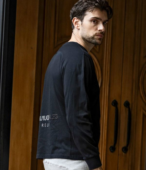 1PIU1UGUALE3 RELAX ウノピゥウノウグァーレトレ リラックス ラインストーンロゴTシャツ メンズ ロンT 長袖 カットソー カジュアル スポーツ | 1PIU1UGUALE3 RELAX | 08