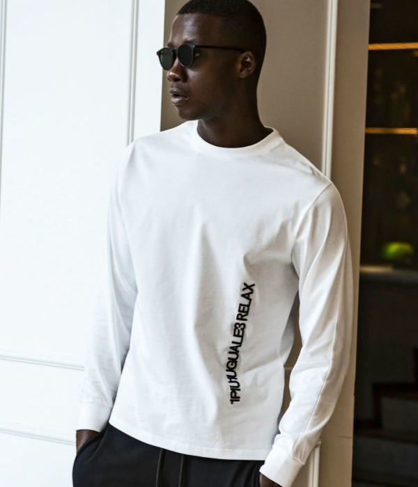 1PIU1UGUALE3 RELAX ウノピゥウノウグァーレトレ リラックス バーチカルエンブロイディーTシャツ メンズ ロンT 長袖 カットソー カジュアル スポーツ | 1PIU1UGUALE3 RELAX | 01