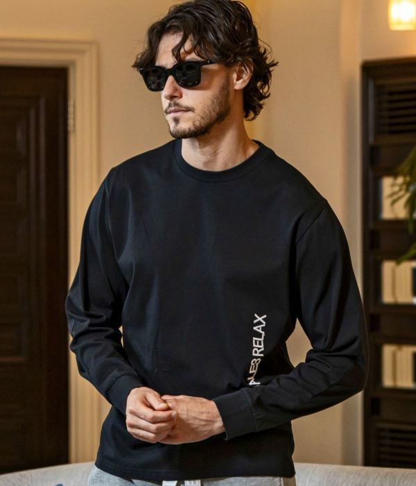 1PIU1UGUALE3 RELAX ウノピゥウノウグァーレトレ リラックス バーチカルエンブロイディーTシャツ メンズ ロンT 長袖 カットソー カジュアル スポーツ | 1PIU1UGUALE3 RELAX | 03