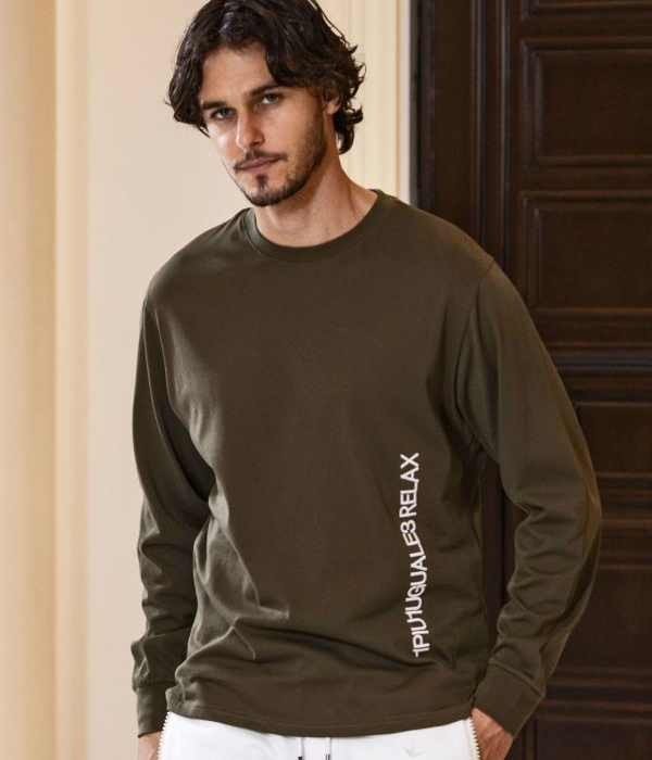 1PIU1UGUALE3 RELAX ウノピゥウノウグァーレトレ リラックス バーチカルエンブロイディーTシャツ メンズ ロンT 長袖 カットソー カジュアル スポーツ | 1PIU1UGUALE3 RELAX | 02