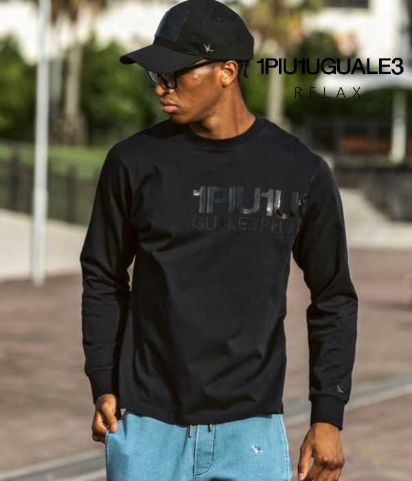 1PIU1UGUALE3 RELAX ウノピゥウノウグァーレトレ リラックス スタックロゴTシャツ メンズ ロンT 長袖 カットソー カジュアル スポーツ | 1PIU1UGUALE3 RELAX