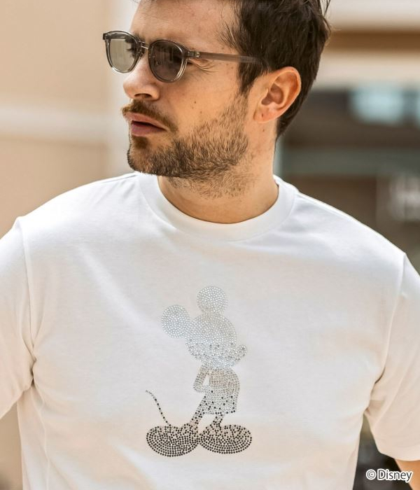1PIU1UGUALE3 RELAX ウノピゥウノウグァーレトレ リラックス 【ミッキーマウス】グラデーションラインストーンTシャツ メンズ 半袖 カットソー カジュアル | 1PIU1UGUALE3 RELAX