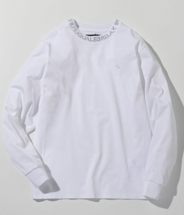 1PIU1UGUALE3 RELAX ウノピゥウノウグァーレトレ リラックス ラインストーンネックロゴTシャツ メンズ ロンT 長袖 カットソー カジュアル スポーツ | 1PIU1UGUALE3 RELAX | 01