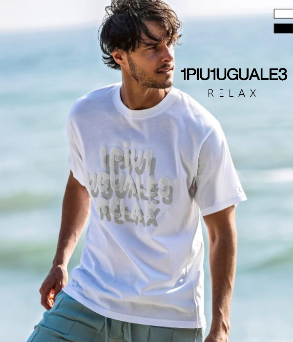 1PIU1UGUALE3 RELAX ウノピゥウノウグァーレトレ リラックス シャドウロゴTシャツ メンズ 半袖 カットソー カジュアル スポーツ | 1PIU1UGUALE3 RELAX